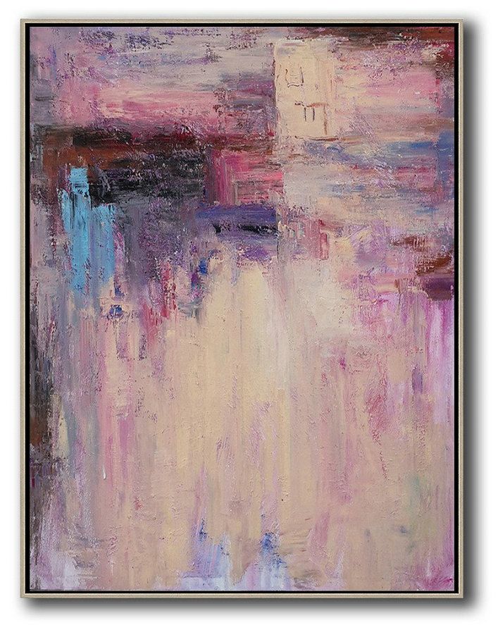 Large Canvas Art,Modern Art Abstract Painting,Vertical Palette Knife Contemporary Art,Acrylic Painting Large Wall Art,Purple,Dark Red,Black,Yellow.etc